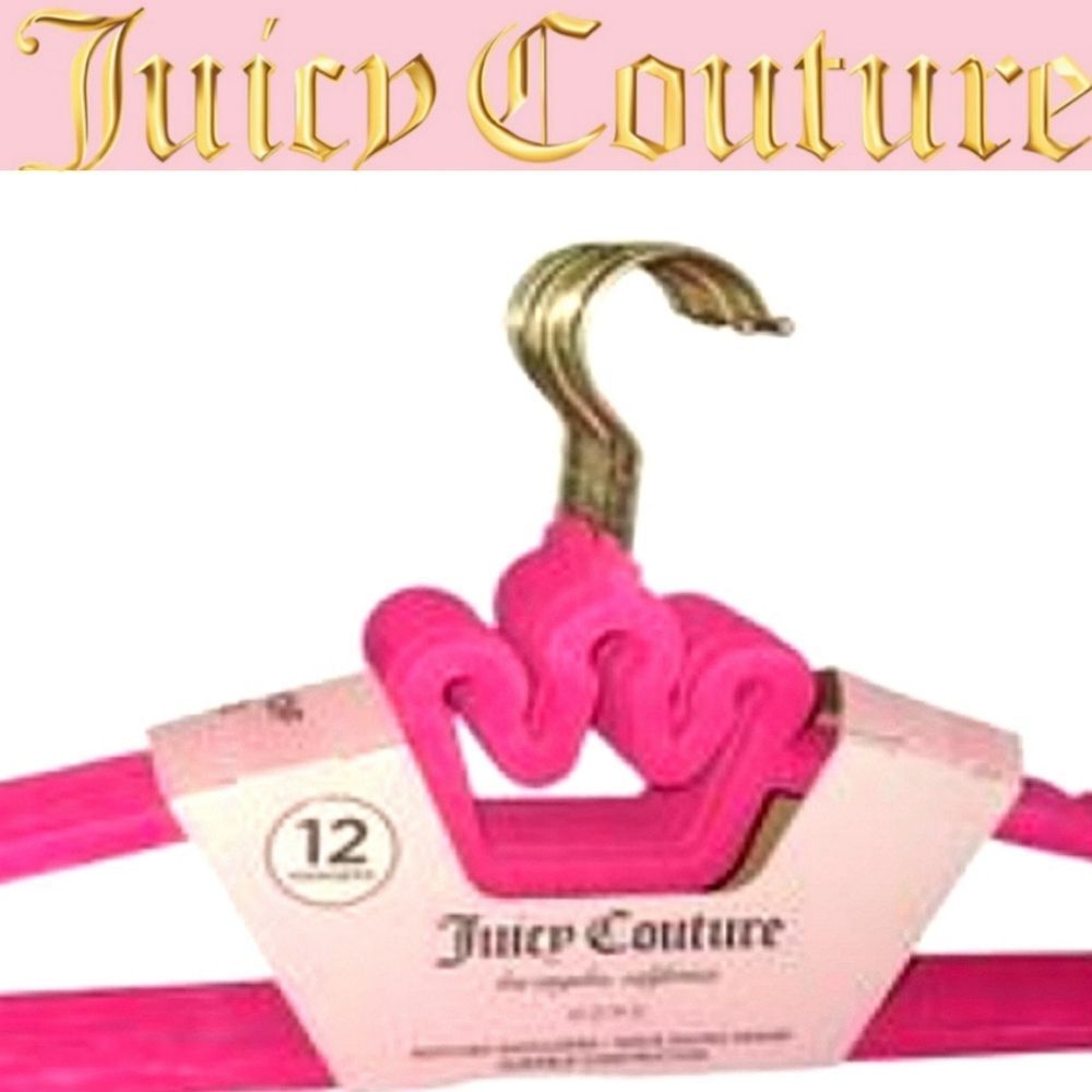 Juicy Couture‎ Home Nontched Shoulder Set Of 12 Velvet Crown Hangers- Pink
